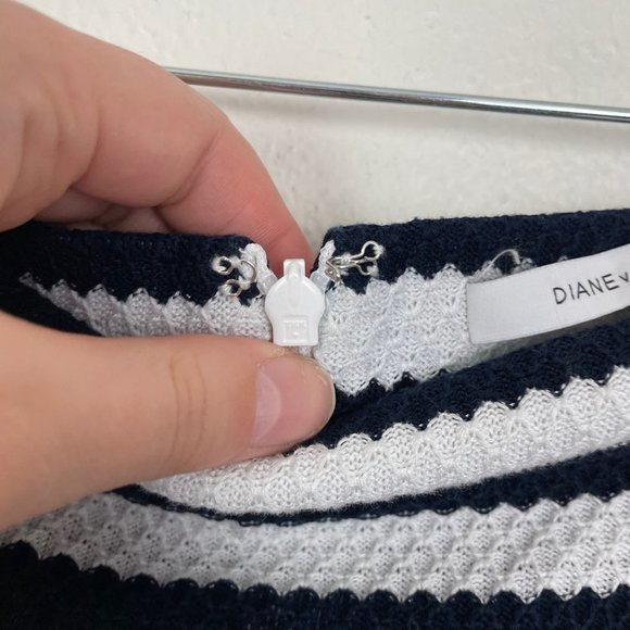 Diane von Furstenberg Woman's 2 Walda Black and White Striped‎ Knit Penci… - Picture 5 of 7